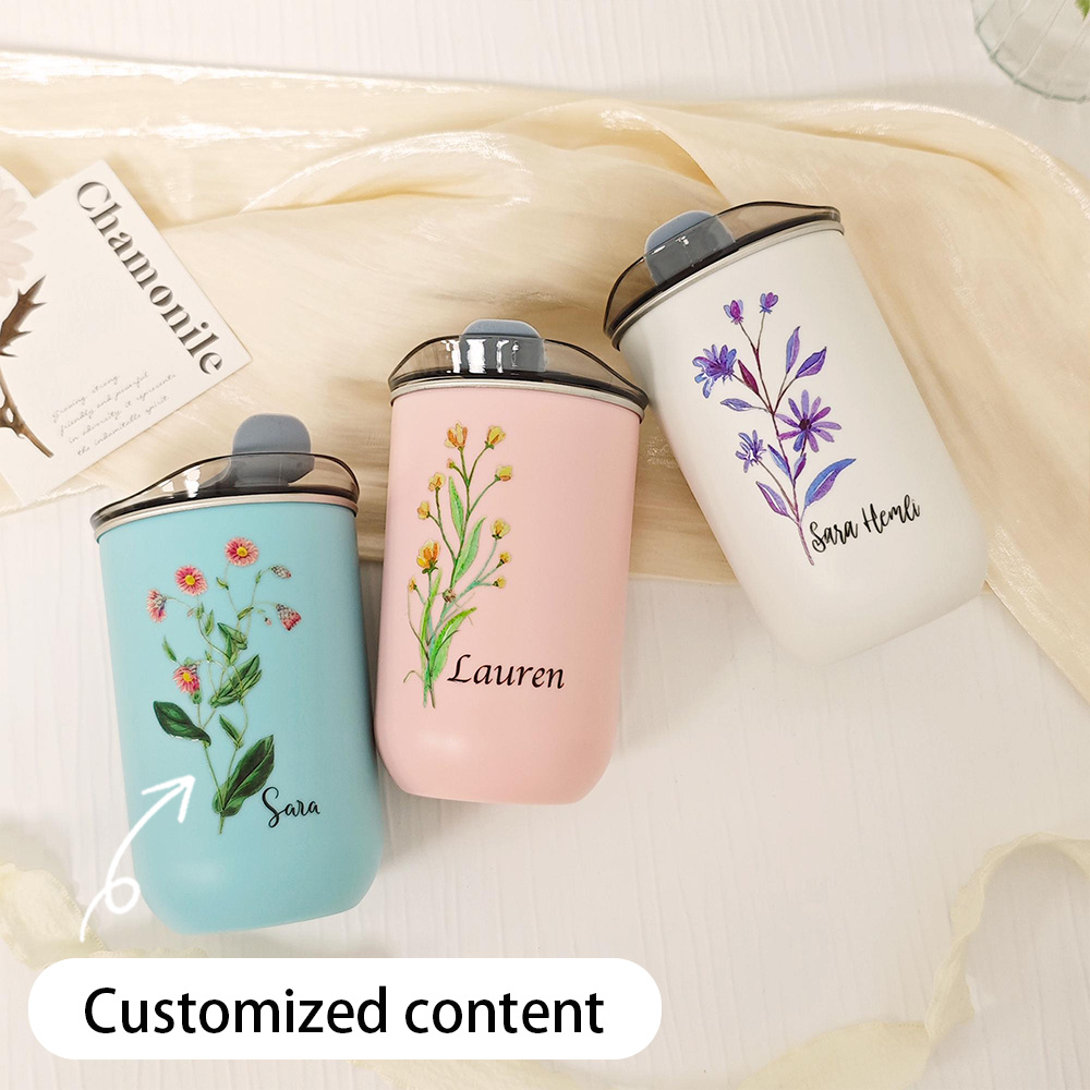Custom Birth Flower Stainless  - đánh giá và giá Coffee Tea Name