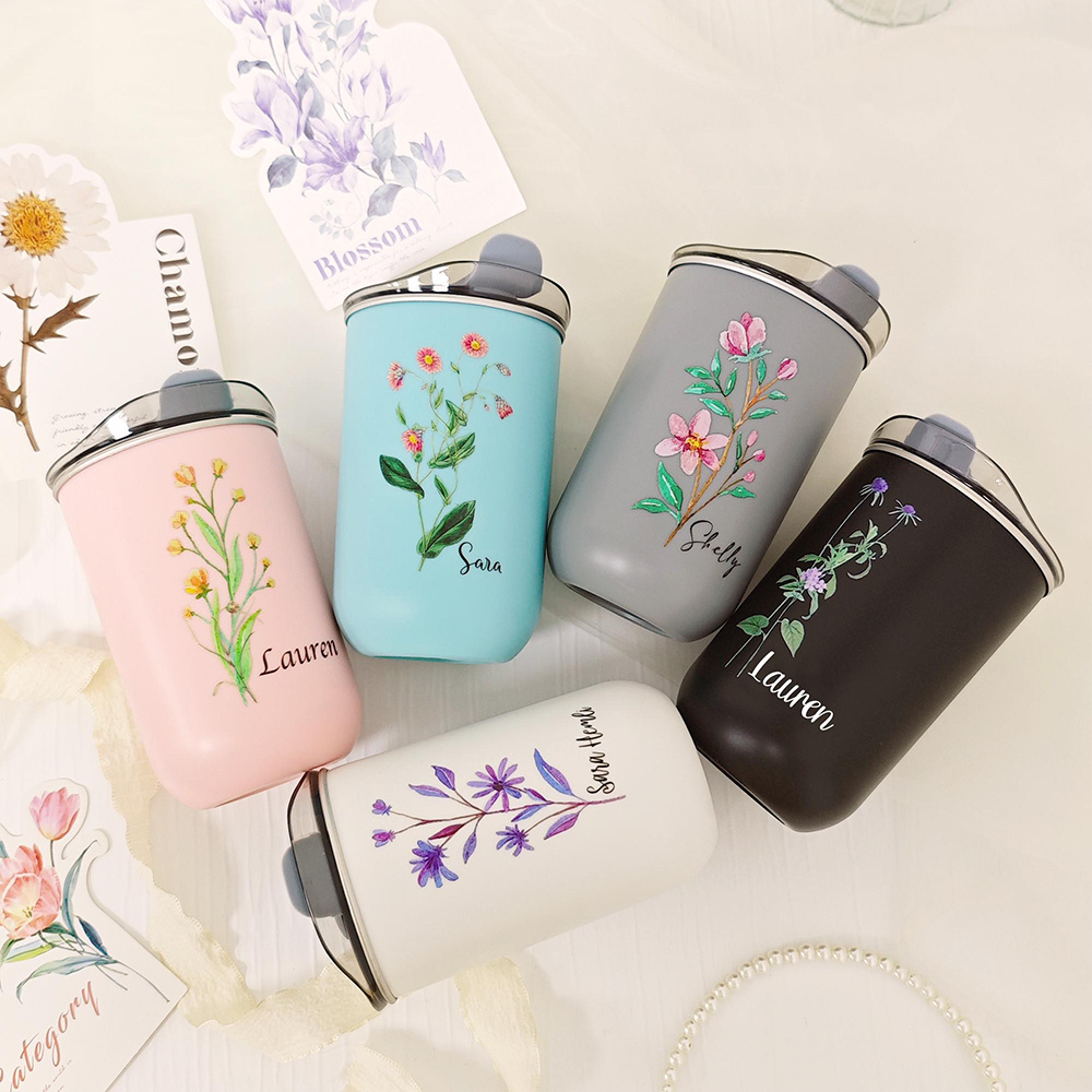 Custom Birth Flower Stainless  - đánh giá và giá Coffee Tea Name