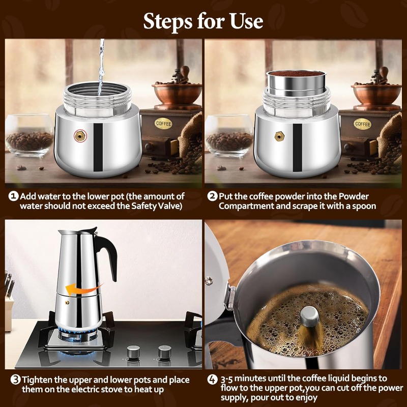 6 Cup Mocha Pot Stainless Stee - đánh giá và giá Moka Pot Stove