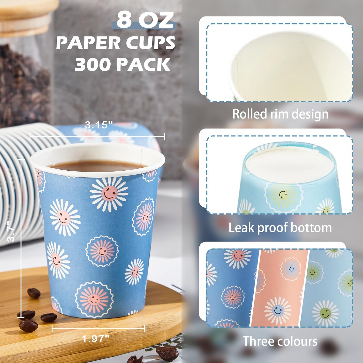 300 Pack 8oz Disposable Paper  - đánh giá và giá Coffee Tea Images