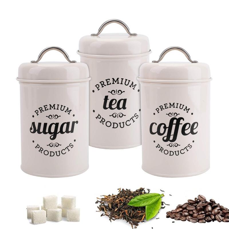 3Pcs Metal Round Kitchen Conta - đánh giá và giá Coffee Tea Sugar