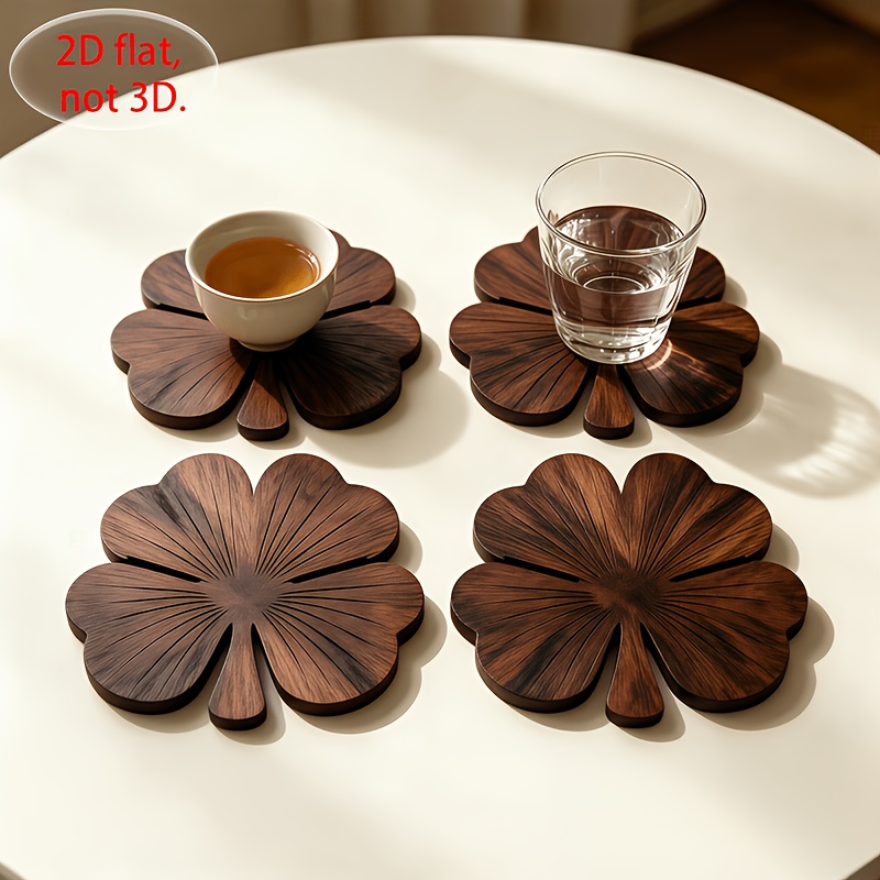 4Pcs 2D Flat Clover Wooden Coa - đánh giá và giá Coffee Tea And Sugar Set