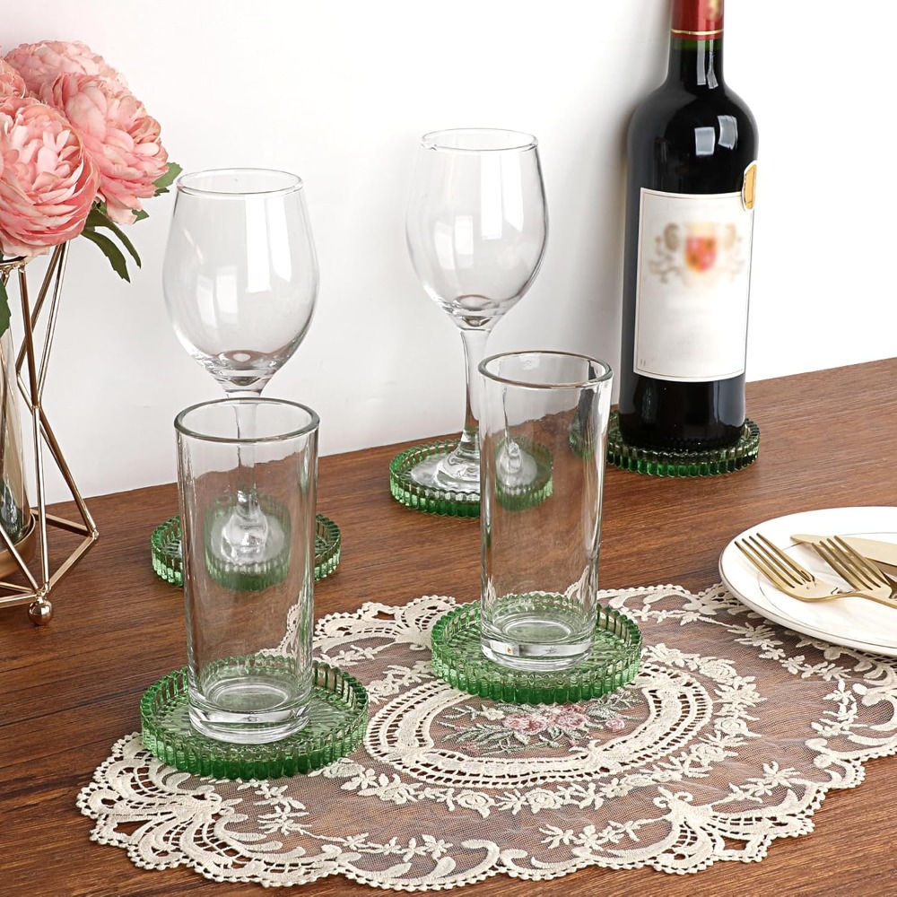 Modern Clear Glass Coaster Set - đánh giá và giá Coffee Tea Images